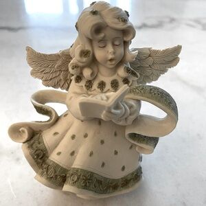 Renaissance Collection Charming Cream and Green Angel Figurine